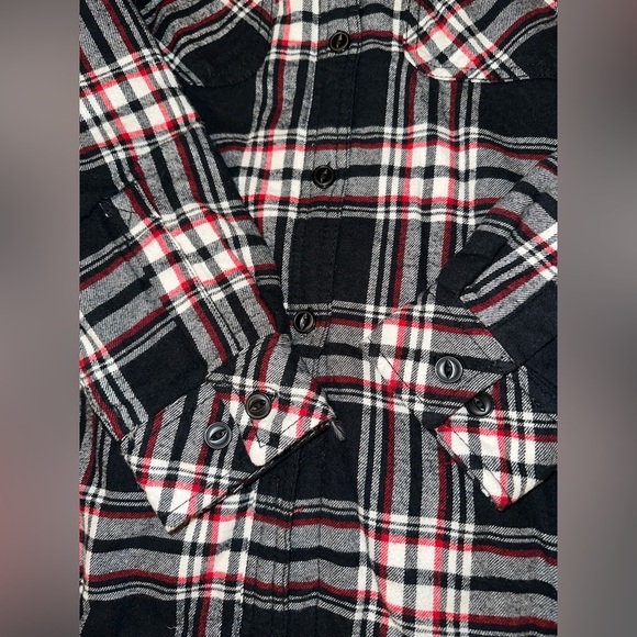 Boston Traders Men’s Sherpa Lined Shacket Jacket Black White Red Plaid Size M - Picture 3 of 11